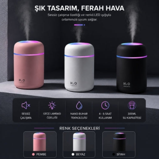 RGB Mini Hava Nemlendirici & Gece Lambası