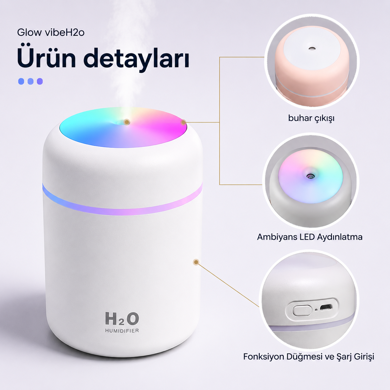 RGB Mini Hava Nemlendirici & Gece Lambası